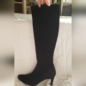 Stuart Weitzman Black "Sock" Suede Boots